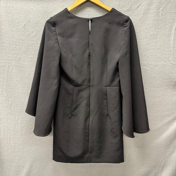 Milly Mini Dress Womens 2 Black Low V-Neck Keyhole Back Lined Kimono Sleeves - Picture 4 of 8